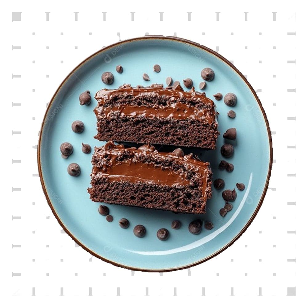 Slices of rich chocolate layer cake with chocolate cream